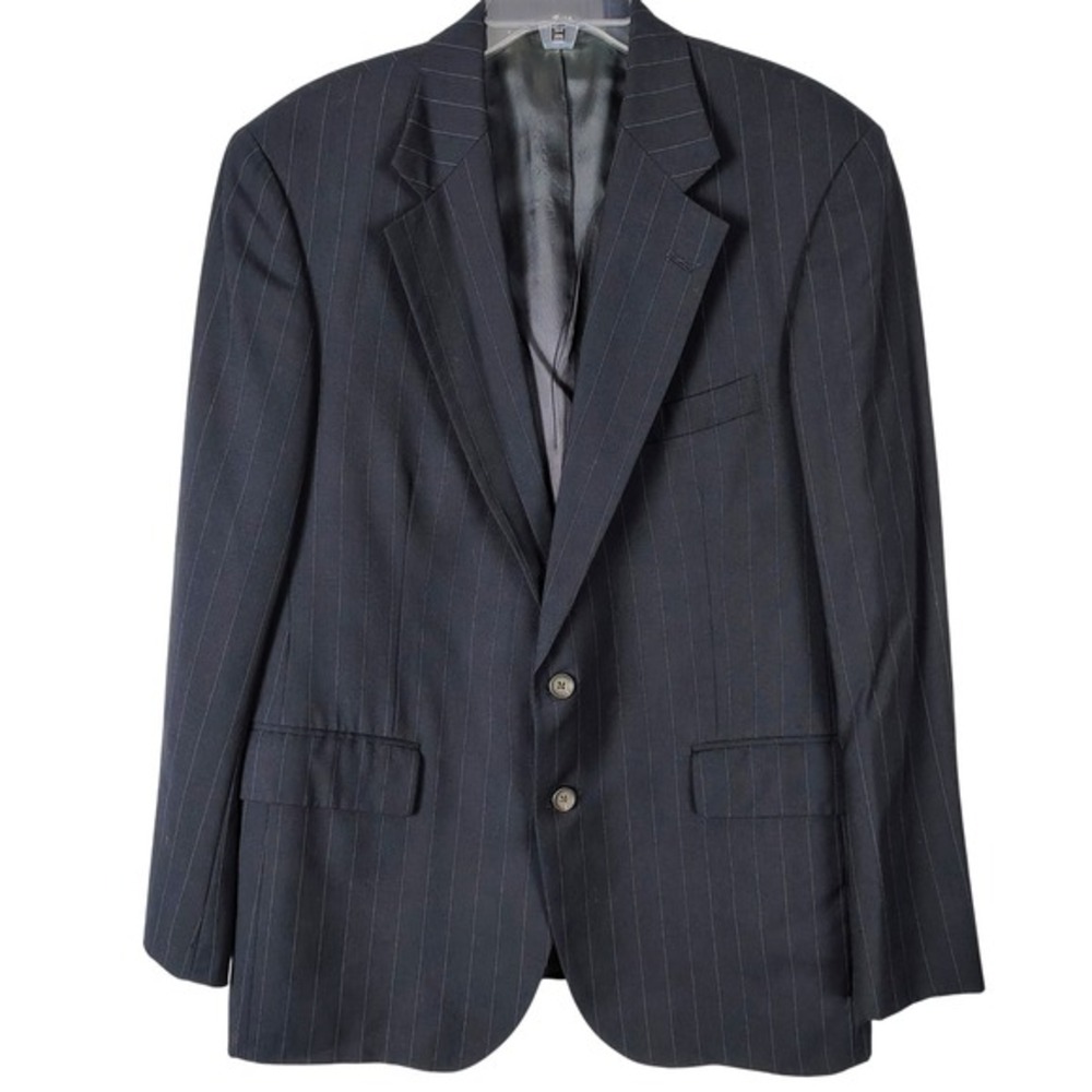 Chaps Ralph‎ Lauren Mens Navy Blue Pinstripe 100% Virgin Wool Blazer Jacket